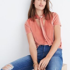 Madewell Velvet Tie-Neck Blouse XXS